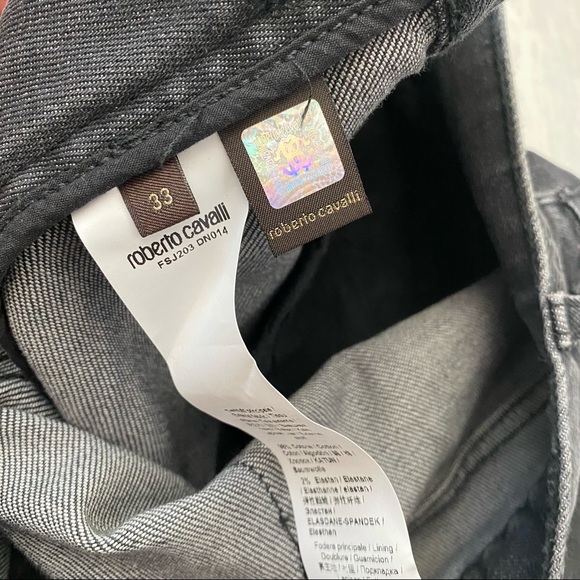 New mens Roberto Cavalli black jeans slim fit embroidered pocket - Picture 9 of 11